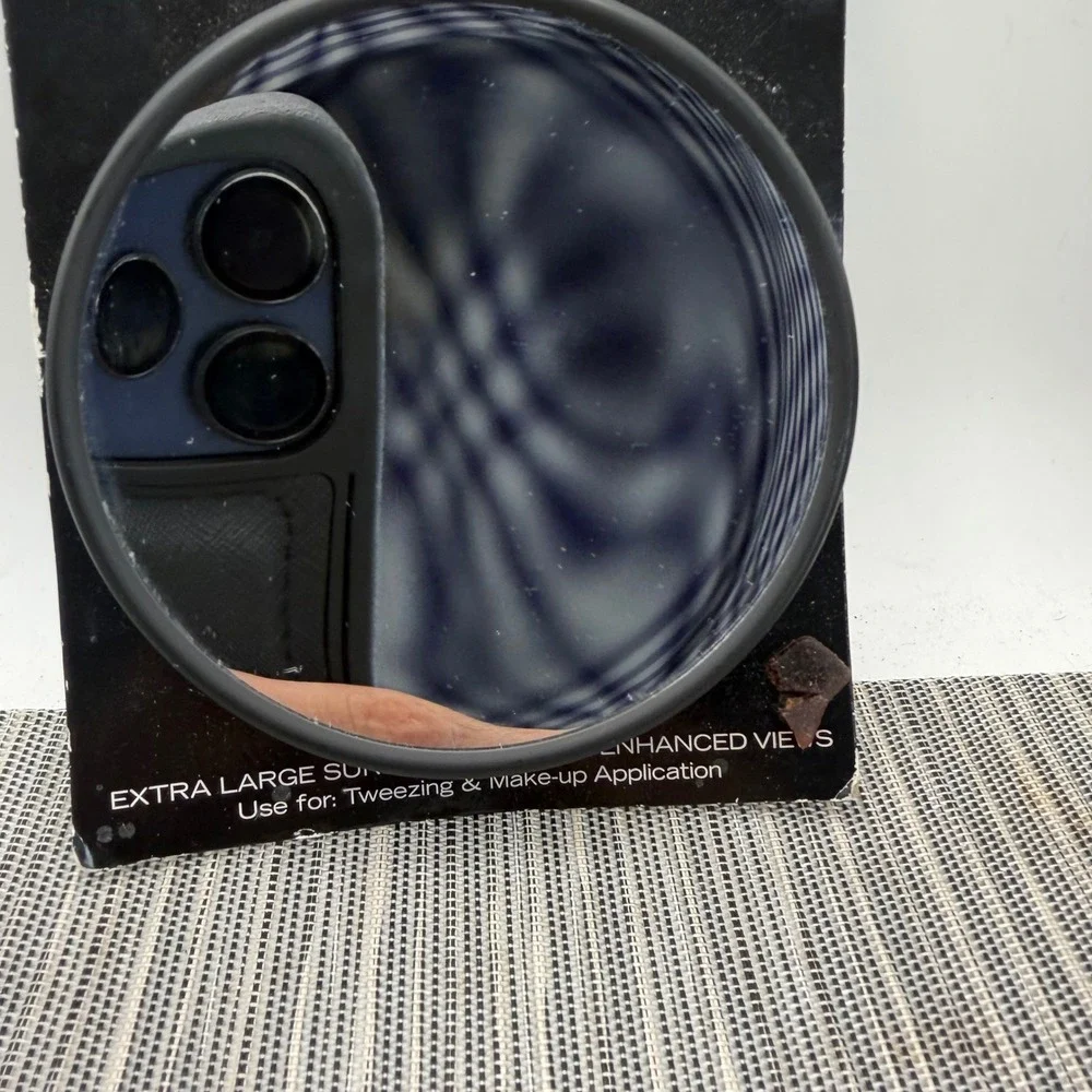 Swissco 12x Magnifying Mirror Black Round Suction Cup Makeup Tweezing Art 8112‎